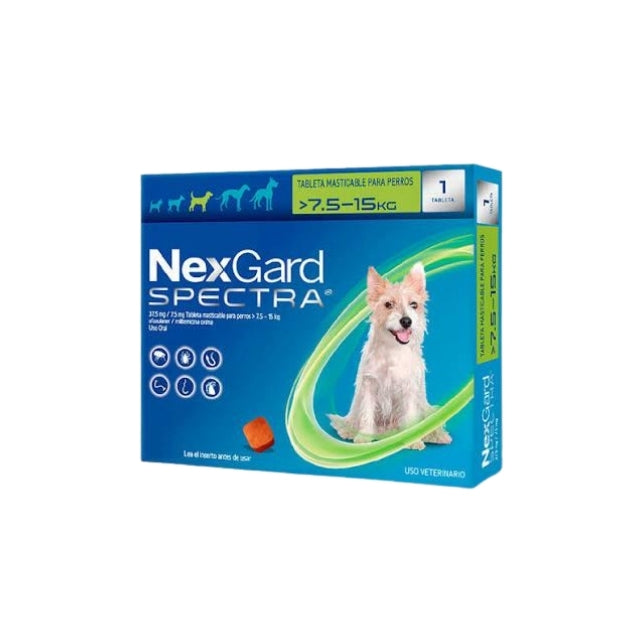 NexGard Spectra 7.5 A 15 Kg Verde Tableta