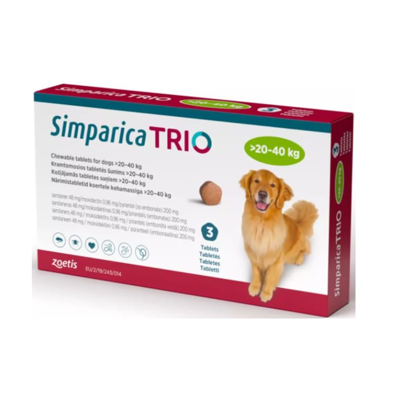 Simparica TRIO 20-40 Kg 1 Tableta Verde